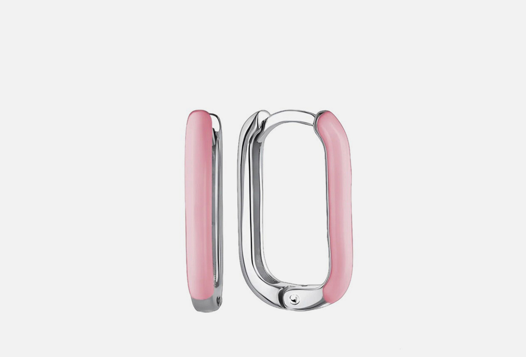 

Серьги-хупы серебряные ЗОЛОТО РУССКИХ, Эмаль pink Родий 2 шт