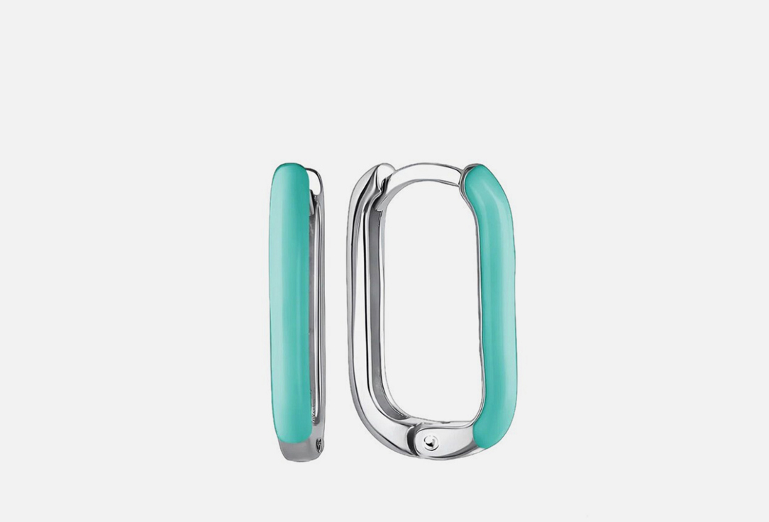 

Серьги-хупы серебряные ЗОЛОТО РУССКИХ, Эмаль tiffa Родий 2 шт