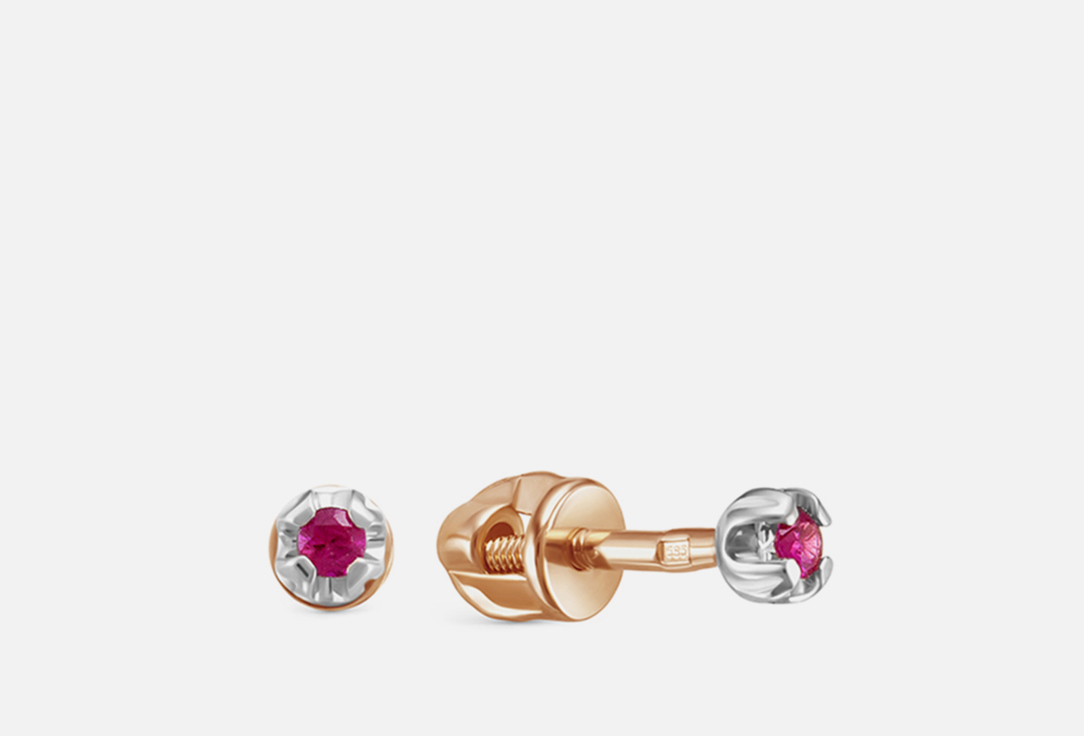 Пусеты золотые VESNA JEWELRY Рубин 2 шт
