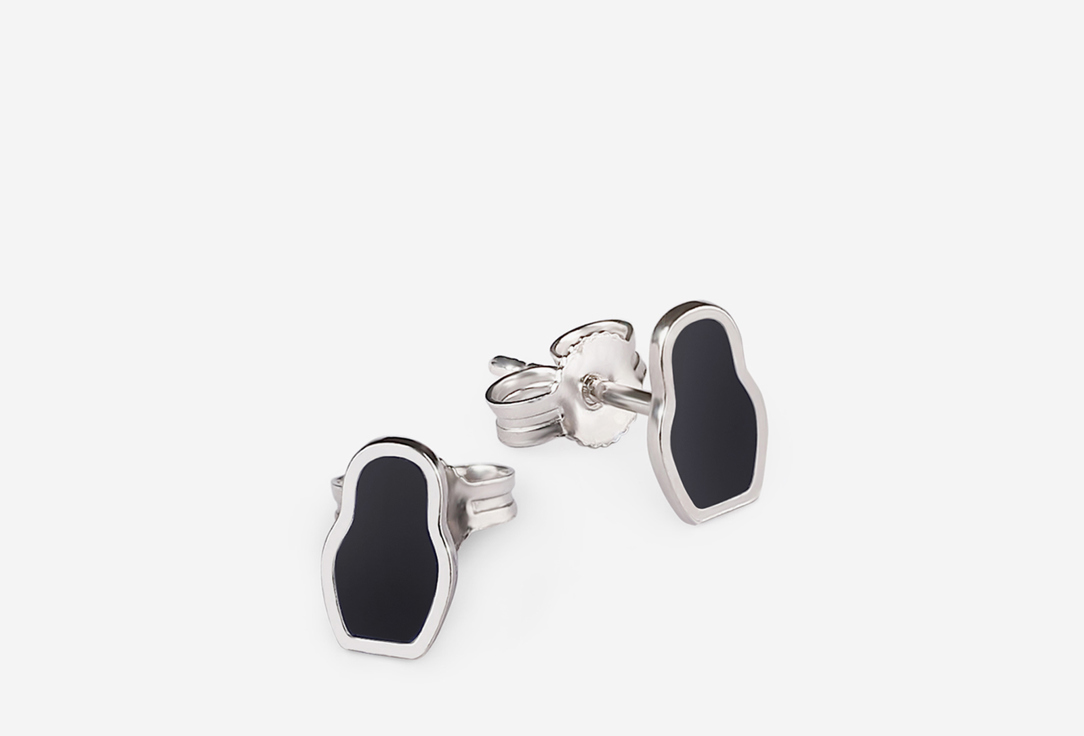 Изображение товара Серьги серебряные Matryoshka Tiny черные с эмалью 925 пробы для женщин