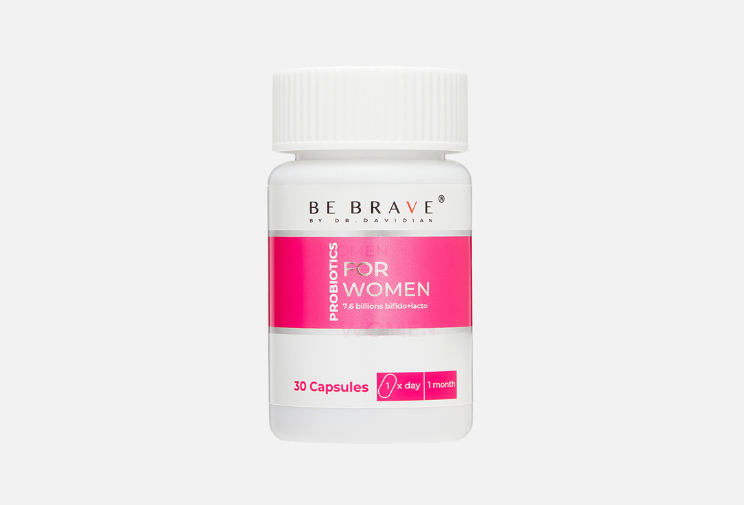 

БАД для женского здоровья BE BRAVE BY DR. DAVIDIAN, Бифидобактерии 5,2 млрдKOE, Инулин 100 мг в капсулах 30 шт