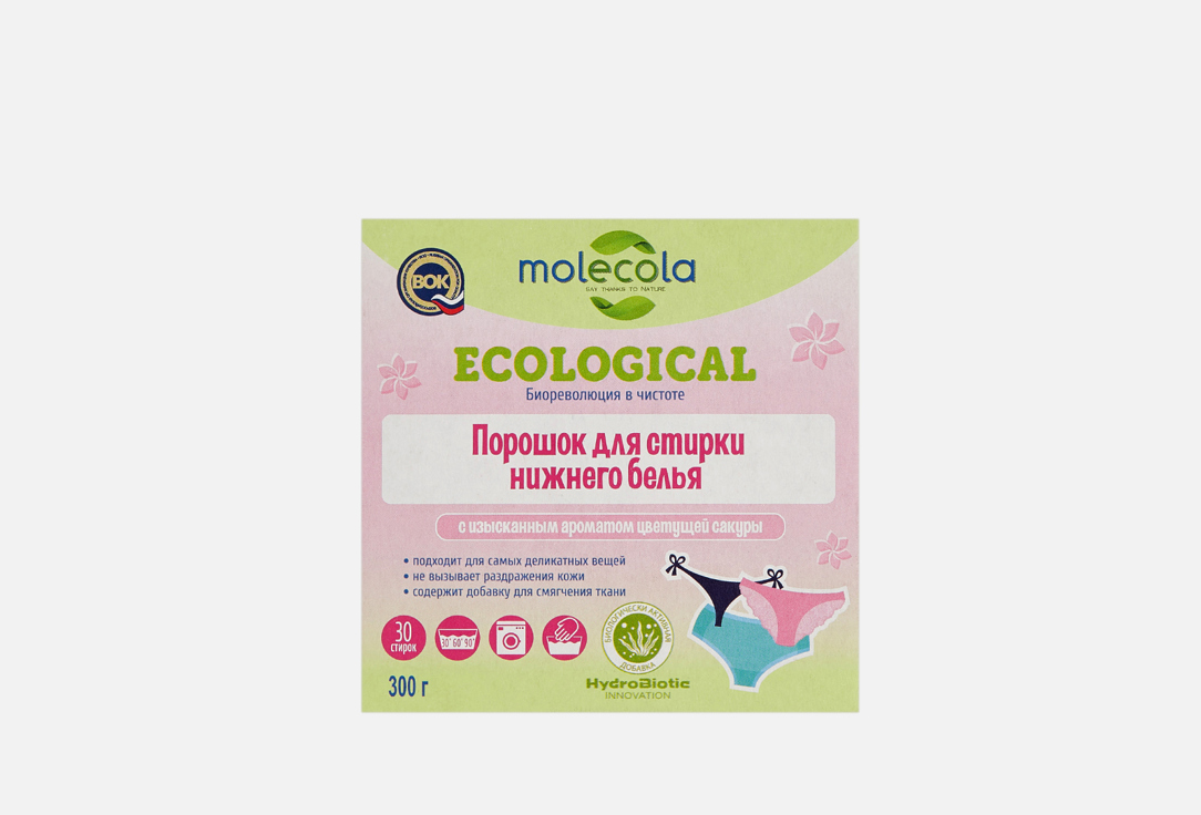 Изображение товара Эко-стиральный порошок MOLECOLA Sakura для деликатной стирки нижнего белья 300 г