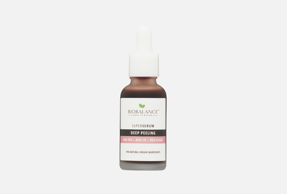 

Сыворотка-пилинг с АНА и ВНА-кислотами BIOBALANCE, AHA 10% & BHA 2% & RED MOSS 30 мл