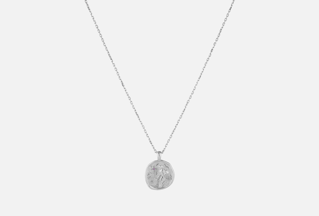 Изображение товара Серебряное колье LunaLu с знаком Зодиака Водолей, аметист 925 пробы