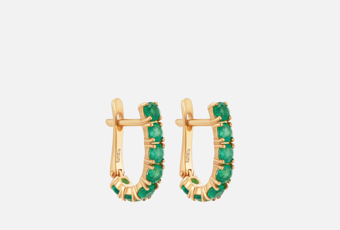 Изображение товара Серьги серебряные LunaLu Trop Green Agate с позолотой и агатами для женщин