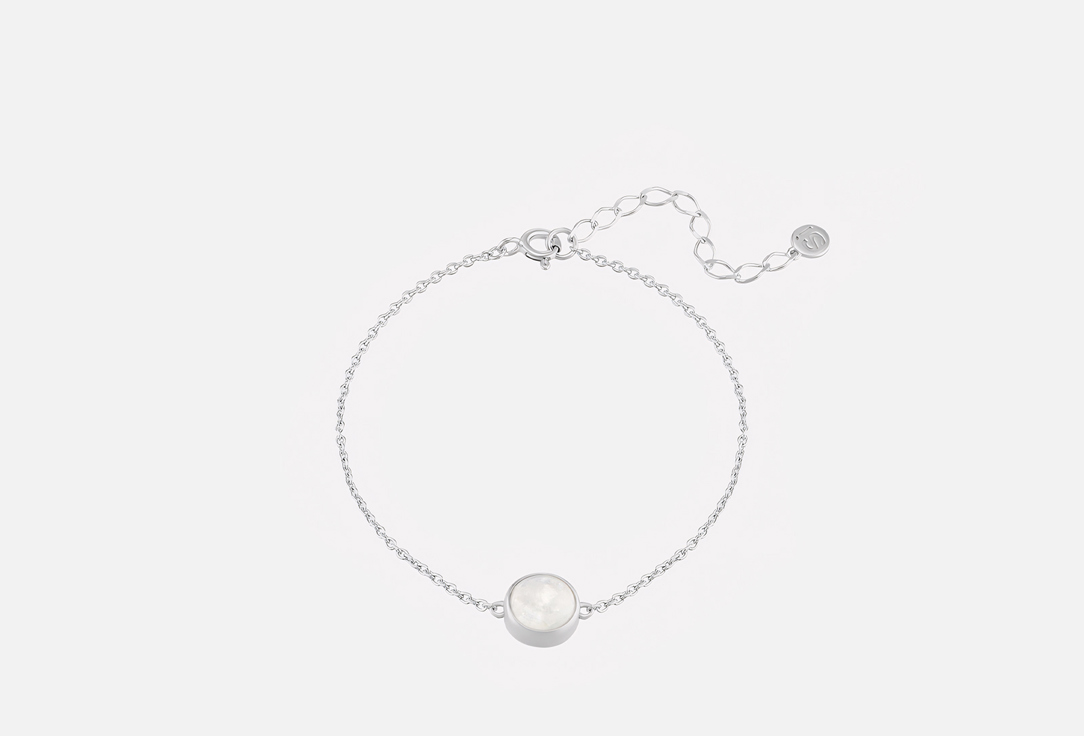 Изображение товара Минималистичный серебряный браслет with лунный камень, кабошон, 925 пробы
