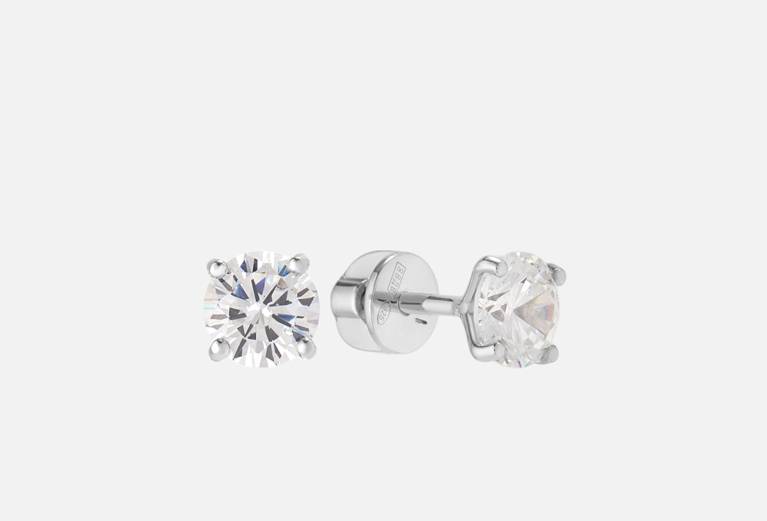 Изображение товара Серьги-пусеты серебряные the Si cubic zirconia 6 mm