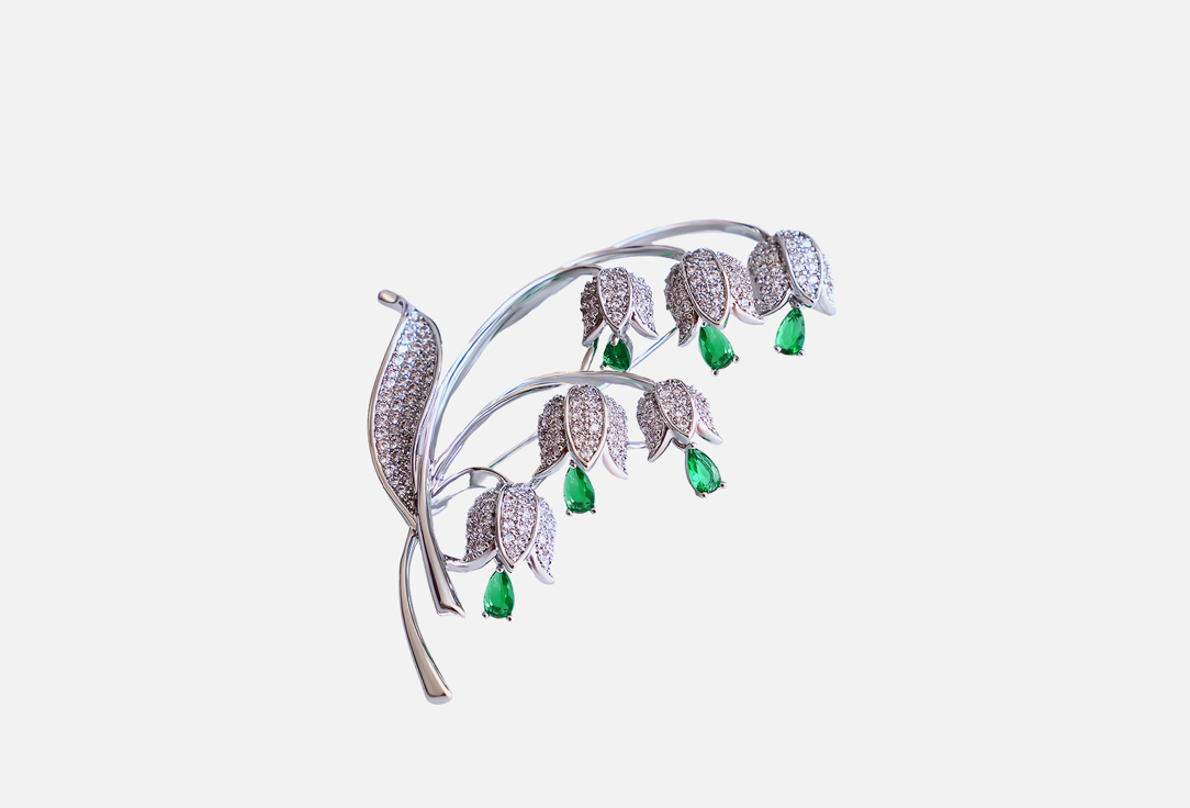 Изображение товара Брошь LITTLE MYSTERY Ландыш с Фианитами в серебристом исполнении украшение для женщин