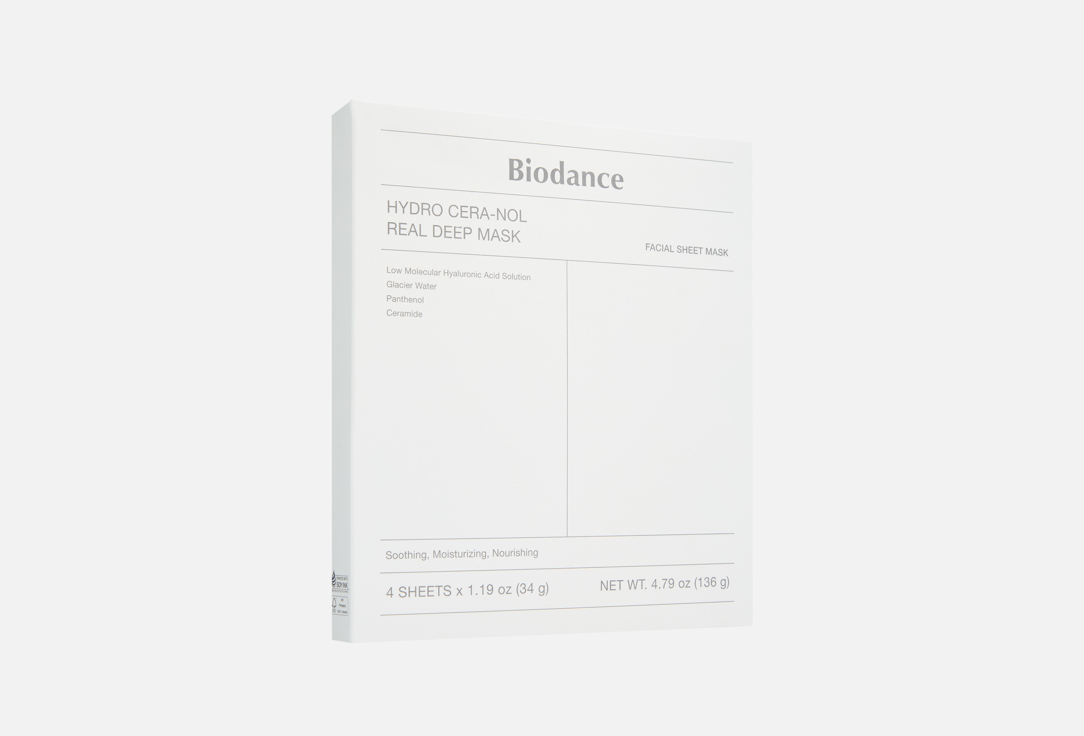 

Набор Гидрогелевых успокаивающих масок для лица BIODANCE, HYDRO CERA-NOL 4 шт