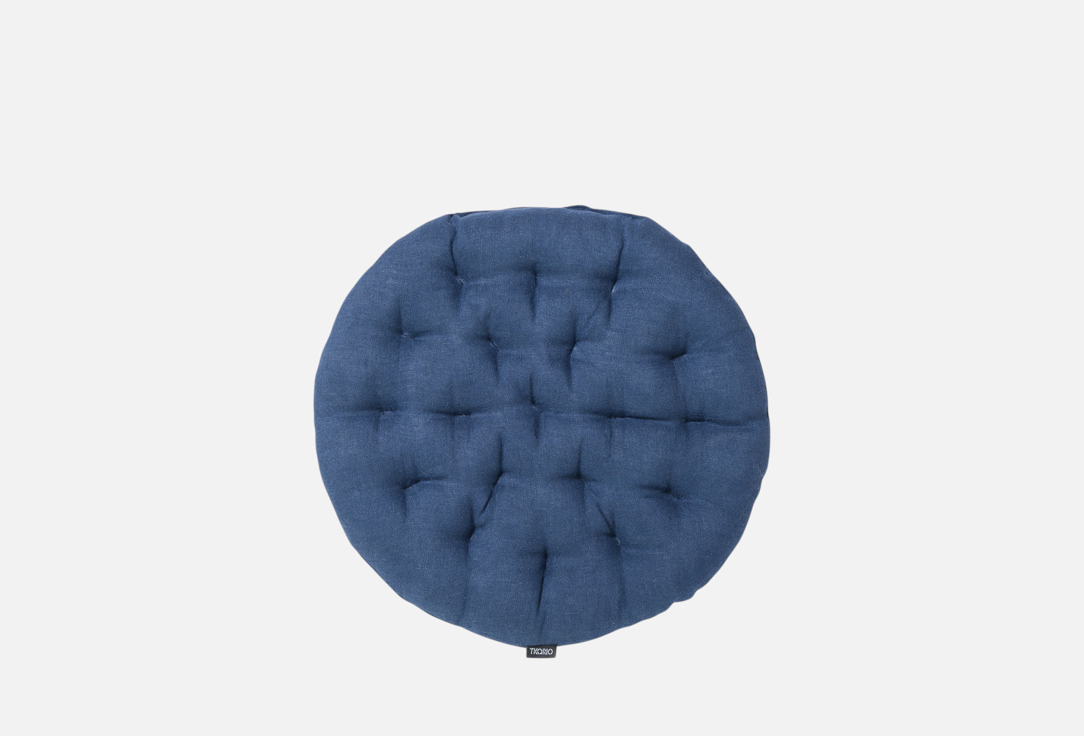 Изображение товара Подушка на стул Tkano Essential синяя 40х40 из льна для кухни