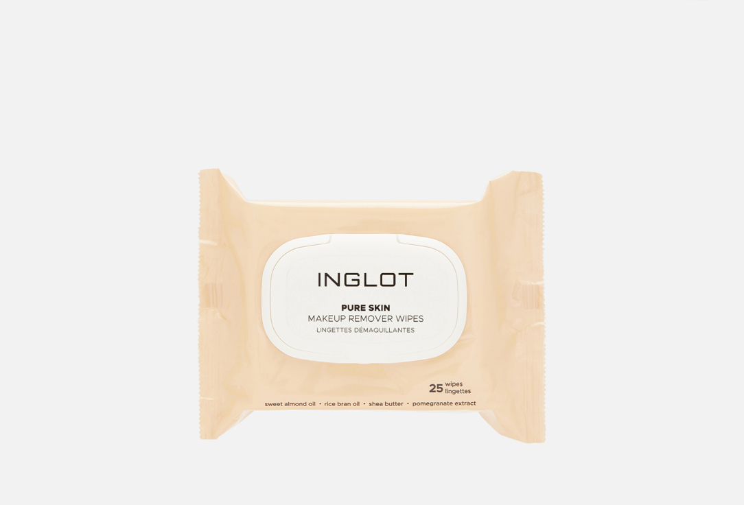 

Салфетки для снятия макияжа INGLOT, Makeup remover wipes pure skin 25 шт