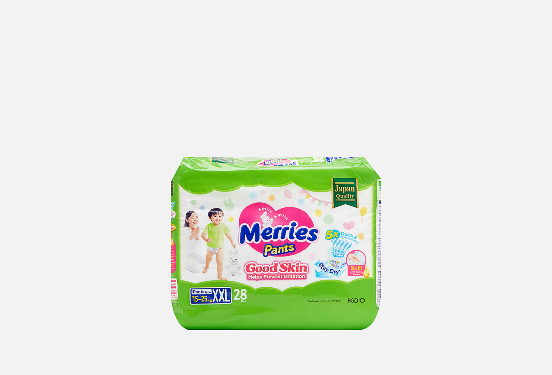 Изображение товара Подгузники-трусики для детей Merries Good Skin, XXL 15-25 kg