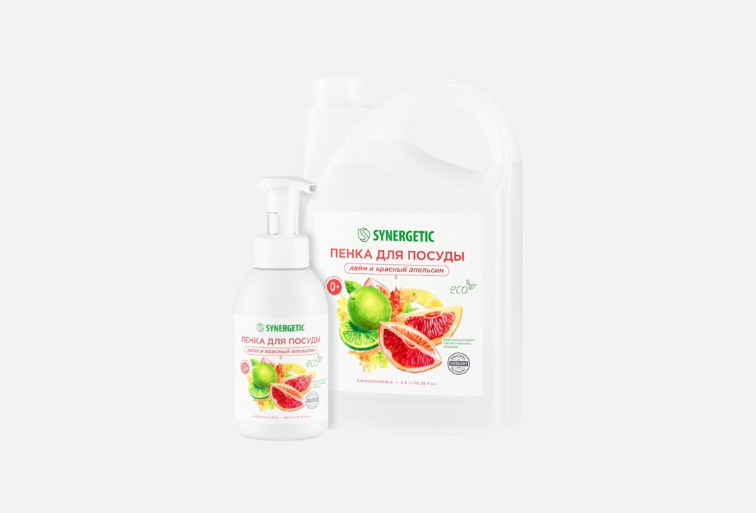 

Пенка для мытья посуды SYNERGETIC, Лайм и красный апельсин 2 шт