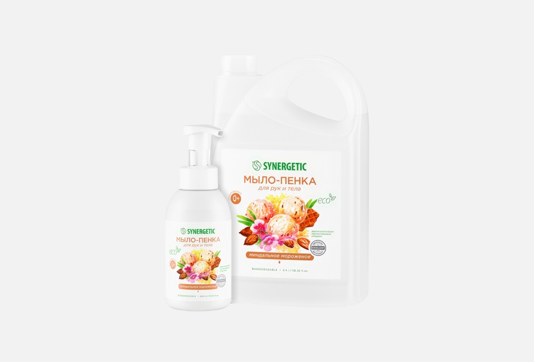 

Мыло-пенка для рук и тела SYNERGETIC, Миндальное мороженое 2 шт