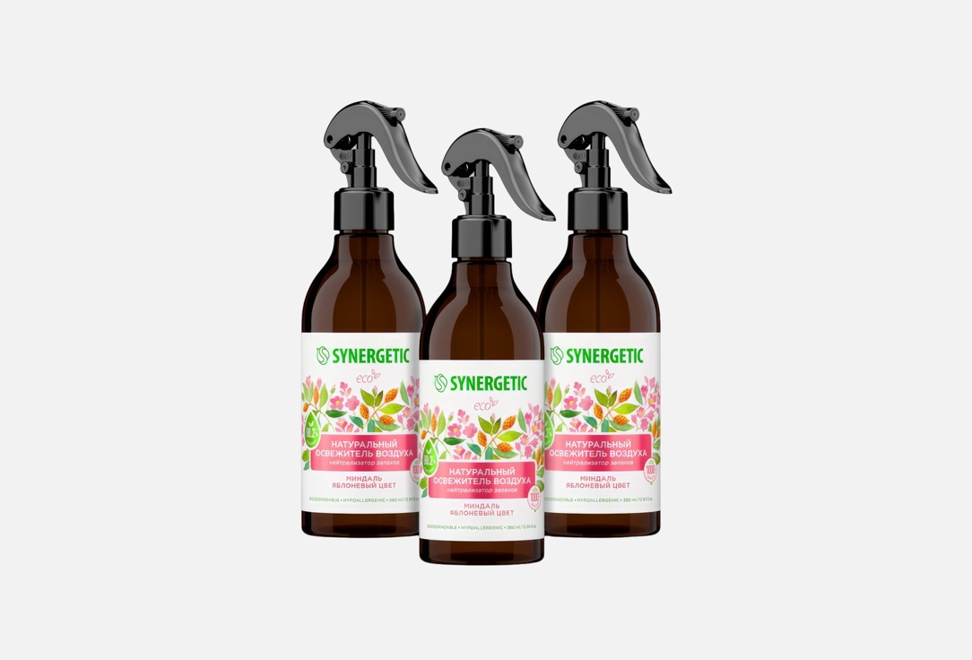 Изображение товара Биоразлагаемый освежитель воздуха Synergetic Миндаль и яблоневый цвет 3 шт 380 мл