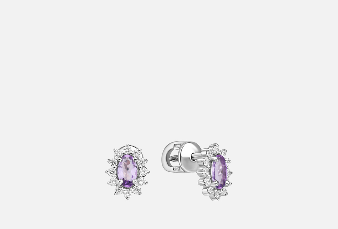 Пусеты серебряные PEPELA JEWELRY Amethyst 2 шт