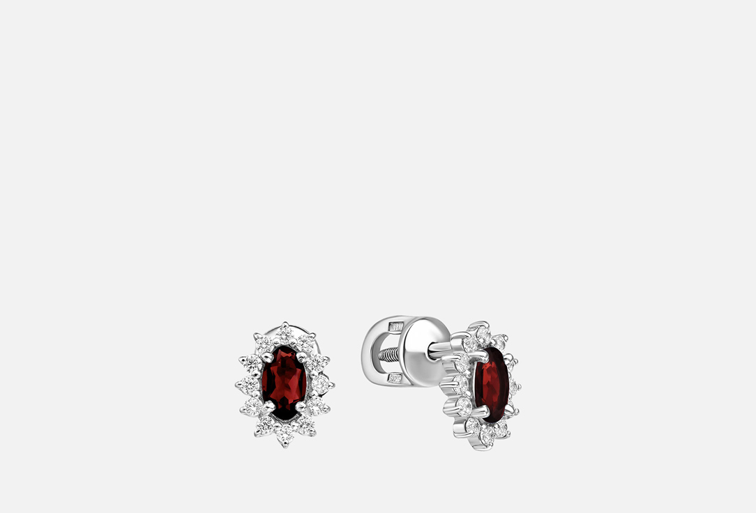 Пусеты серебряные PEPELA JEWELRY Garnet 2 шт