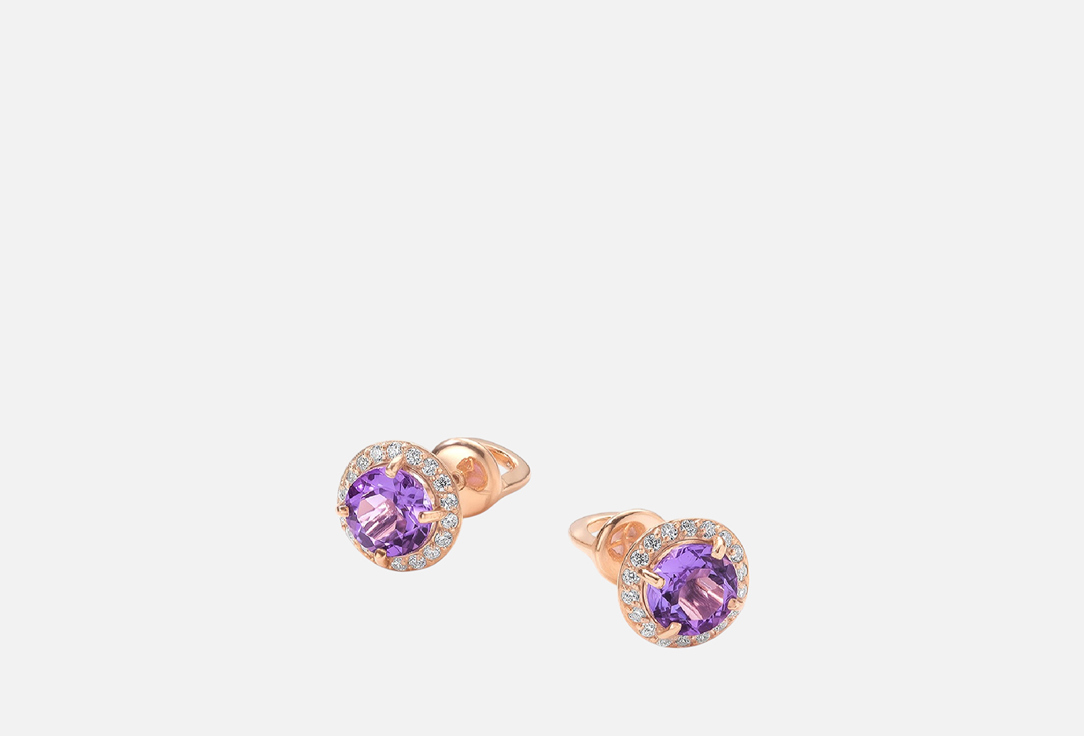 Изображение товара Серебряные серьги-пусеты с аметистами и фианитами Pepela Jewelry 925 пробы