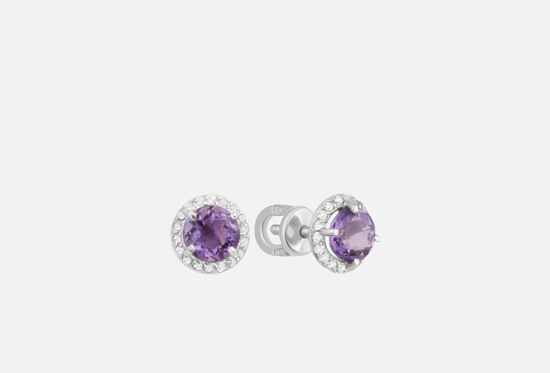 Изображение товара Серьги-пусеты серебряные Pepela Jewelry Amethysts