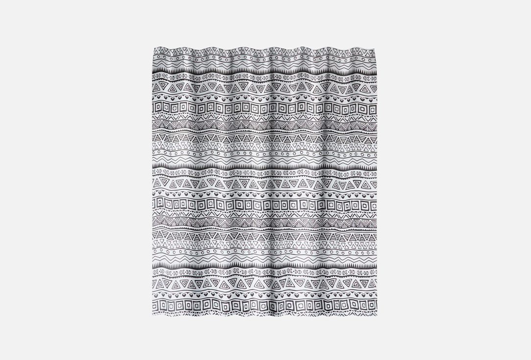 

Штора для ванной комнаты MOROSHKA, Nomads, тканевая, белый и черный, 180х180 см 1 шт