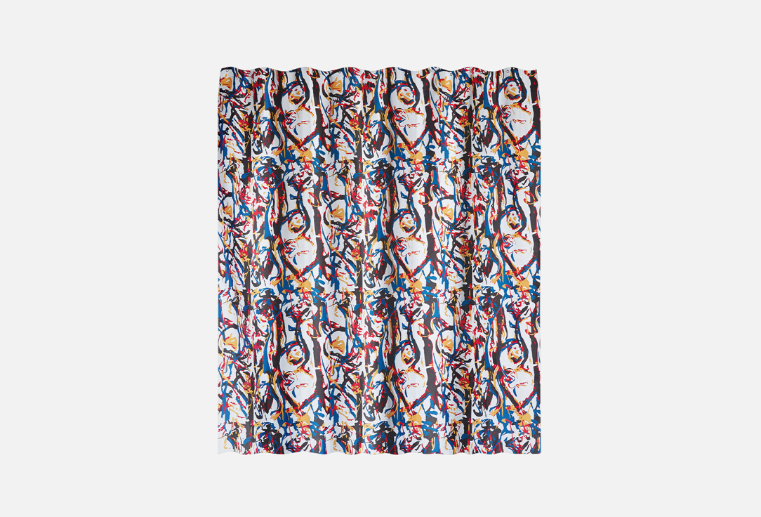 

Штора для ванной комнаты MOROSHKA, Expressia, тканевая, белый черный желтый, 180х180 см 1 шт