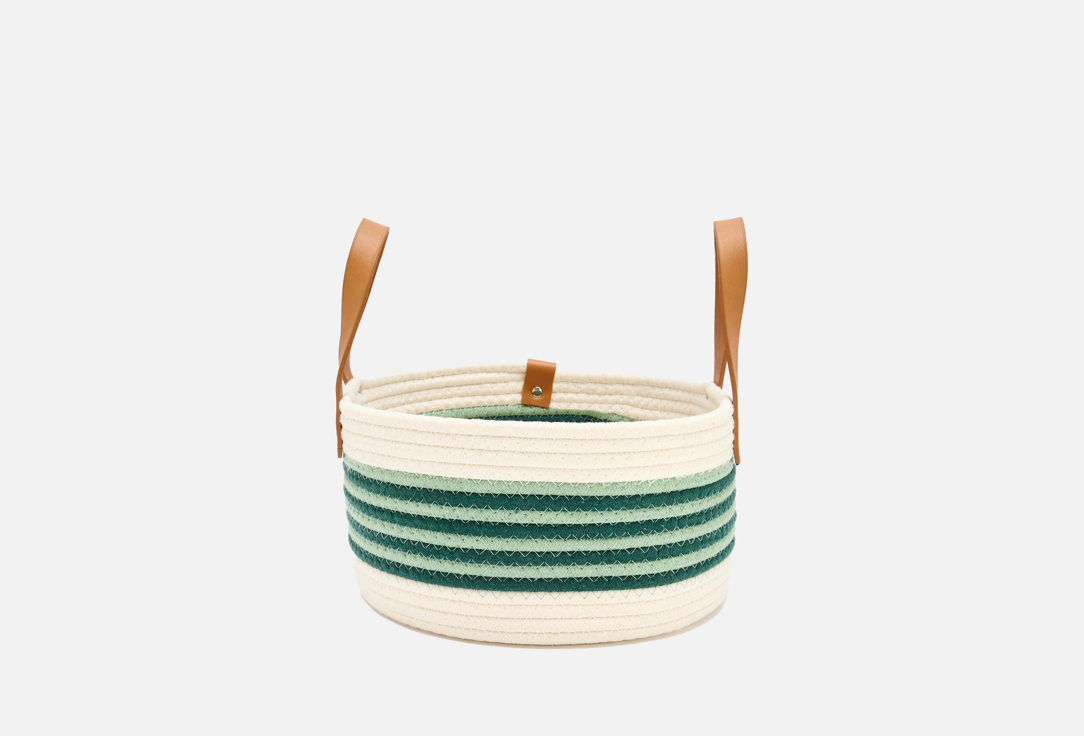 Изображение товара Корзина для хранения Bergenson Bjorn Helly Ø29х16 см, бежевая/зеленая