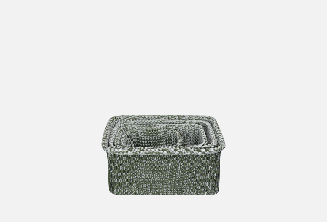

Набор корзин для хранения BERGENSON BJORN, Sustainable collection, оливковый 4 шт