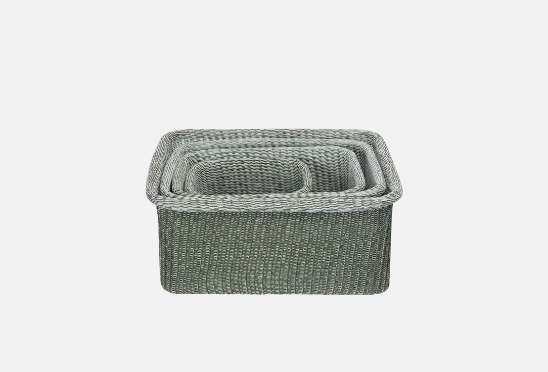 

Набор корзин для хранения BERGENSON BJORN, Sustainable collection, оливковый 4 шт