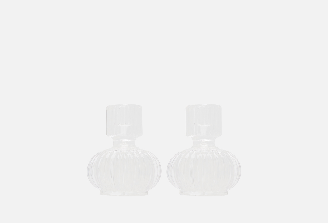 

КОМПЛЕКТ ДВУСТОРОННИХ ПОДСВЕЧНИКОВ DIVNAYA IVA, Прозрачный, РИФЛЕНЫЕ 2 шт