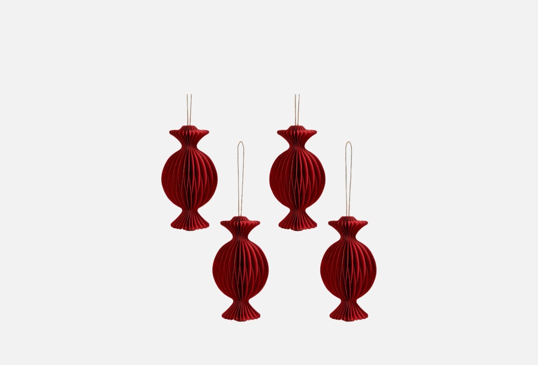 

НАБОР БУМАЖНЫХ ЕЛОЧНЫХ ИГРУШЕК DIVNAYA IVA, КОНФЕТЫ, КРАСНЫЕ, на магнитах 4 шт