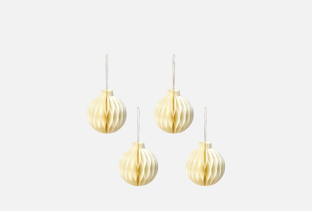 

НАБОР БУМАЖНЫХ ЕЛОЧНЫХ ИГРУШЕК DIVNAYA IVA, ШАРЫ, ШАМПАНЬ, на магнитах 4 шт