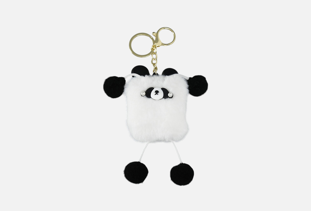 Пушистик на кольце SIMA-LAND Квадратная панда белый 1 шт