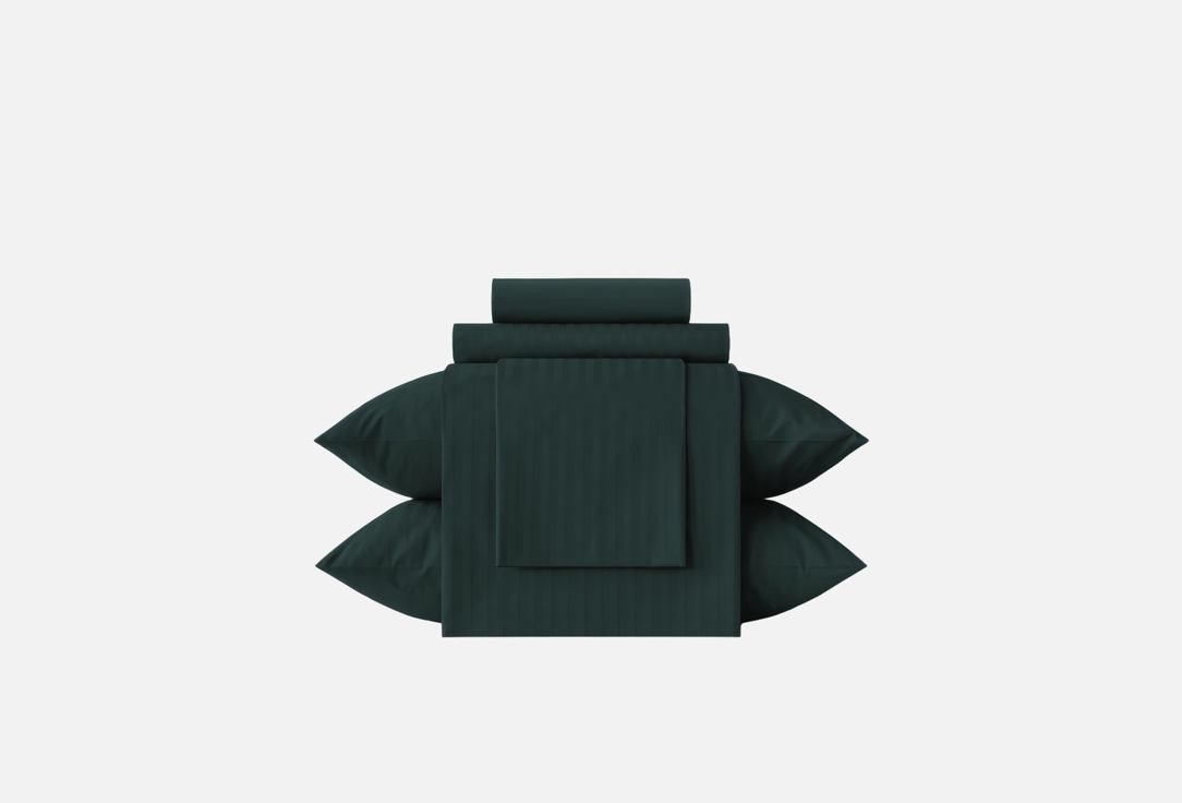 Stripe, Dark green, наволочки 70х70, полутораспальный 1.5-спальный мл