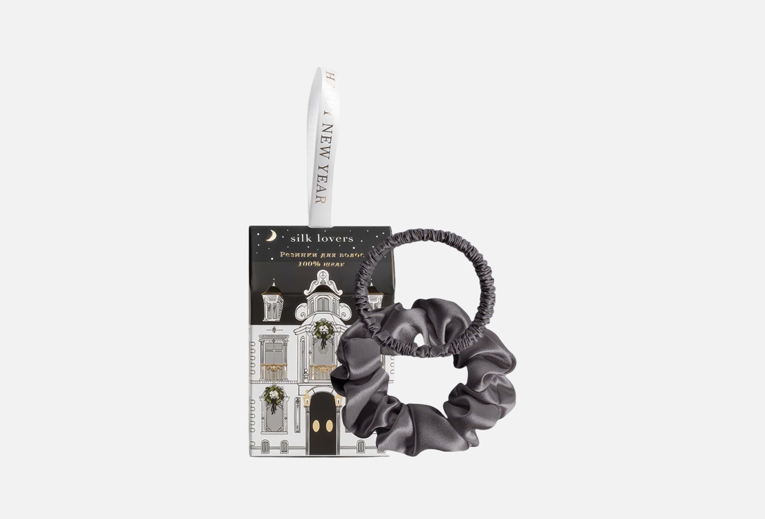 Изображение товара Набор шелковых резинок silk lovers Mini Standart New Year графит для волос