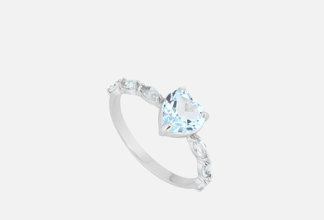 Кольцо серебряное THE REASON Sparkle Heart with Blue Topaz 16 мл