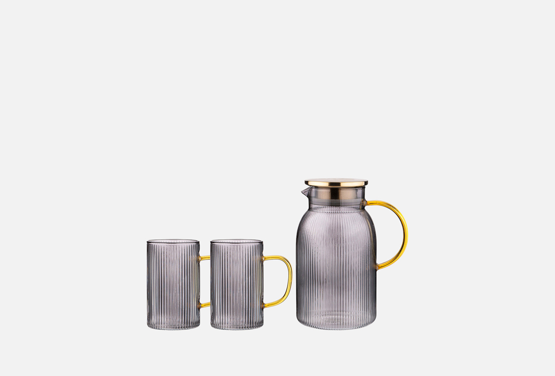 

КУВШИН С КРЫШКОЙ ФИЛЬТРОМ + 2 КРУЖКИ AGNESS, AGNESS, SMOKY, ДЫМЧАТЫЙ 3 шт