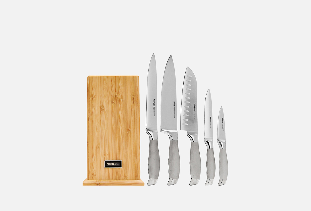 Изображение товара Набор кухонных ножей NADOBA MARTA с деревянным блоком премиум качество