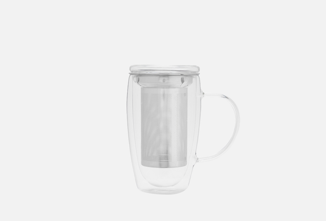 Изображение товара Кружка для горячих напитков Regent inox FRANСO, с ситом для заваривания и стекляной крышкой