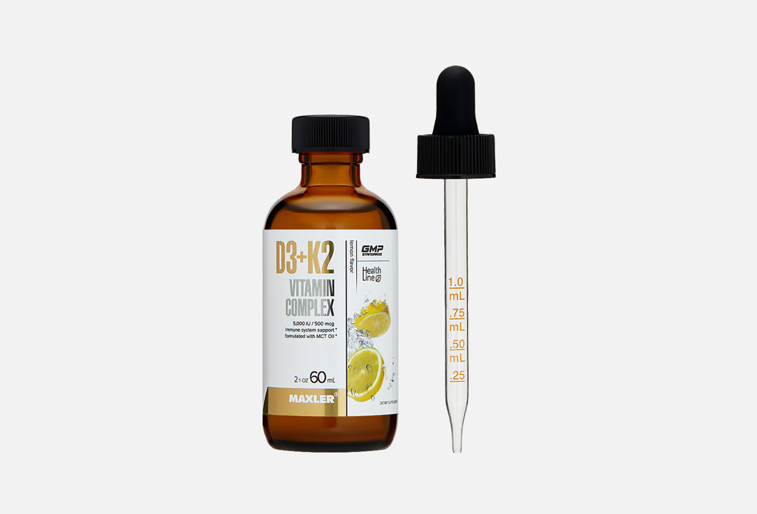 

витаминный комплекс MAXLER, Лимон с витаминами D3 + K2 в каплях 60 мл