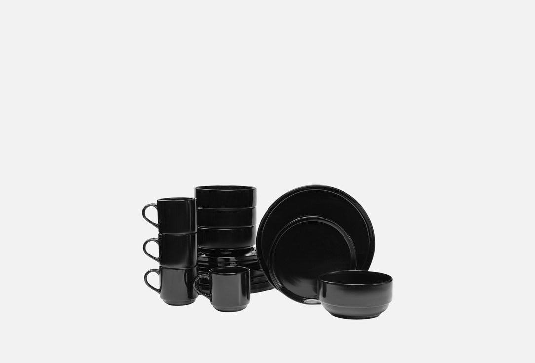 

Набор посуды MAGISTRO, Night, черный 16 шт