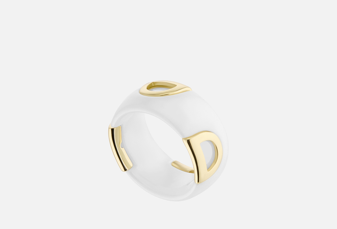 Изображение товара Серебряное кольцо Fresh Ceramic с покрытием белое золото и вставкой керамика 925 пробы