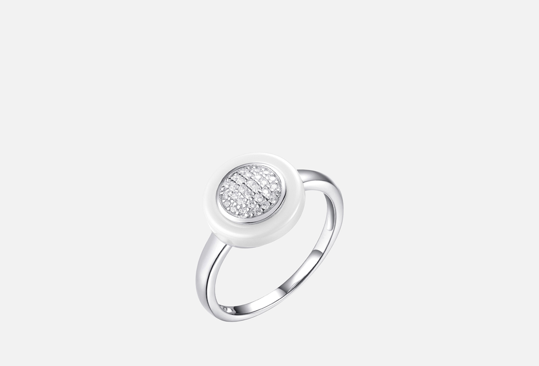 Кольцо серебряное FRESH Ceramic Белый круг 17 мл