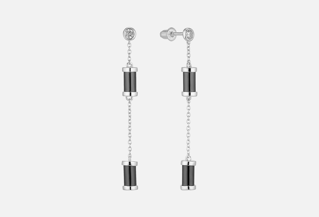 Изображение товара Серьги серебряные Fresh Ceramic удлиненные Родий