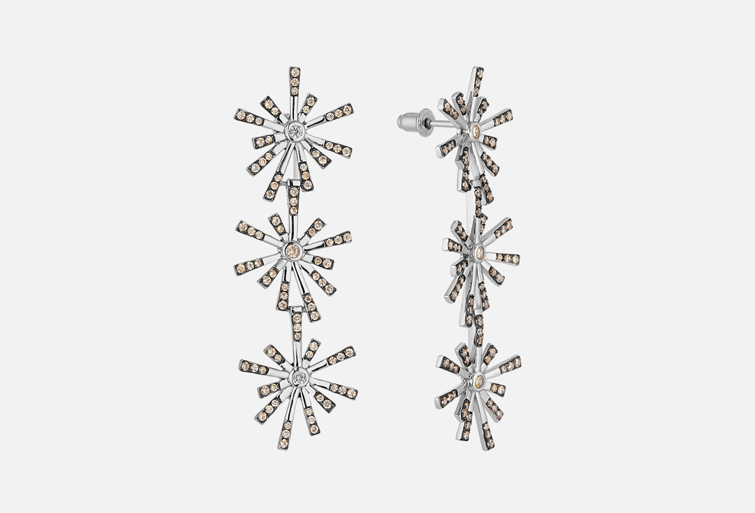 Изображение товара Серьги серебряные Fresh Stars Шамань с фианитом 925 пробы, покрытие родирование