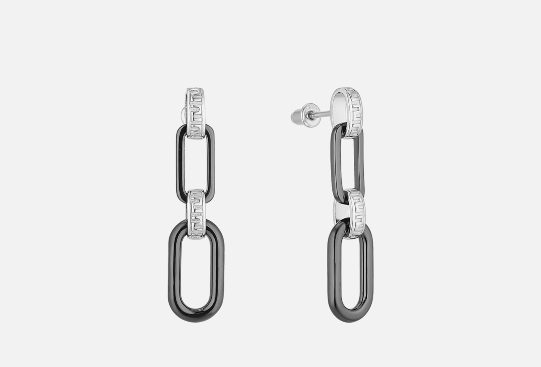 Изображение товара Серьги серебряные Fresh Fresh Серьги-пуссеты Ceramic Черное звено