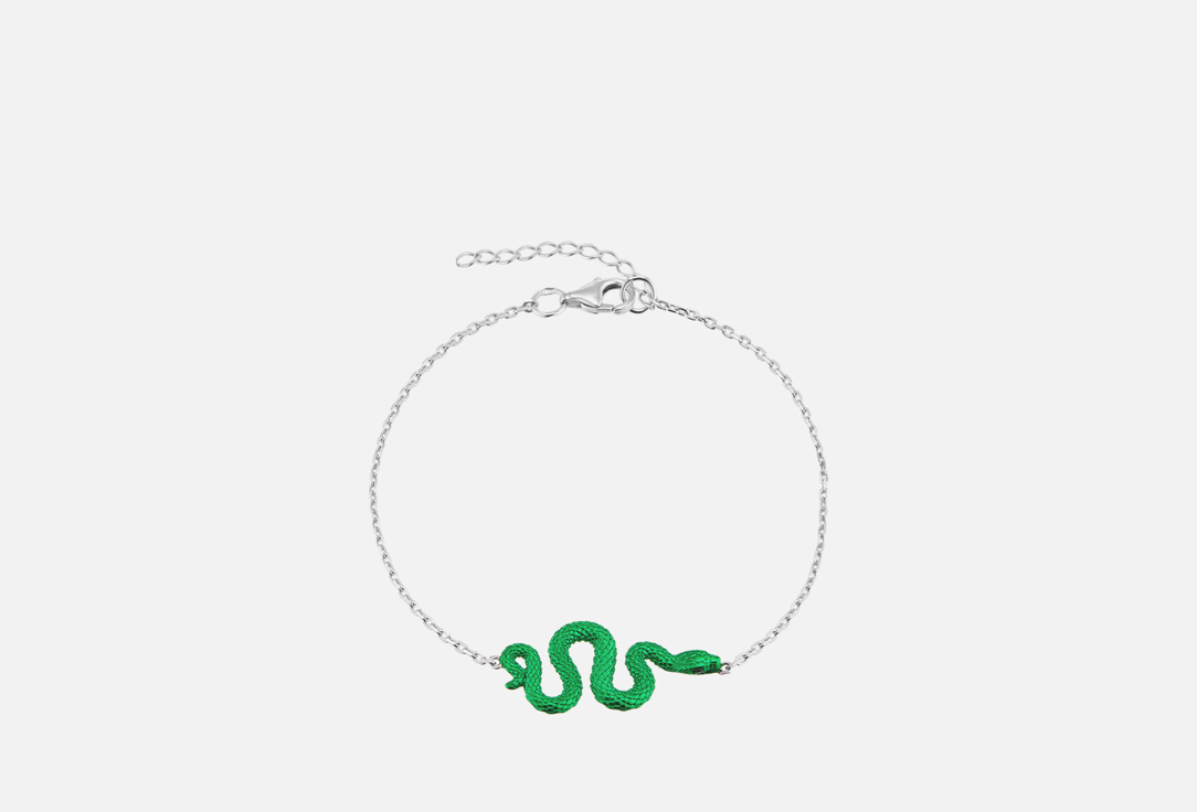 Изображение товара Браслет серебряный Cheeky Me Snake green with cubic zirconia