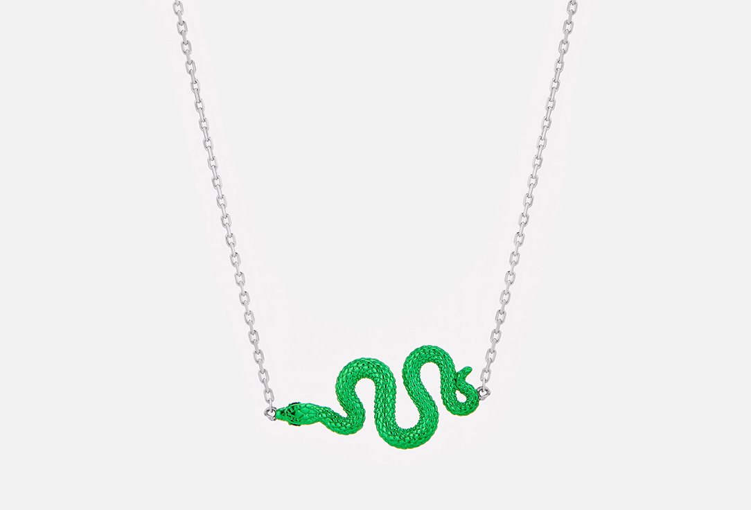 Изображение товара Колье серебряное Cheeky Me Snake green with cubic zirconia