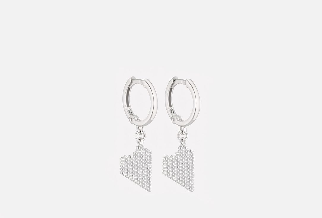 Серьги серебряные CHEEKY ME Dangling pixel heart 2 шт