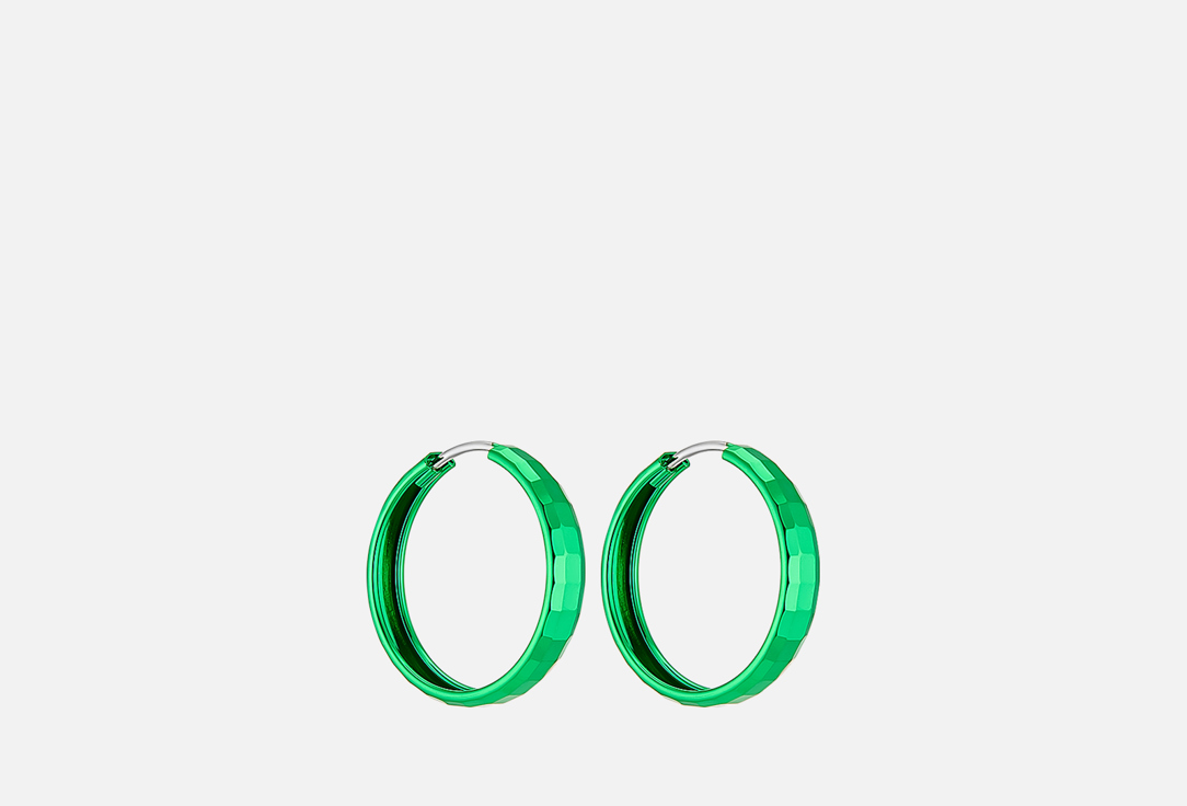 Изображение товара Серьги серебряные Cheeky Me hoop earrings 23 mm green