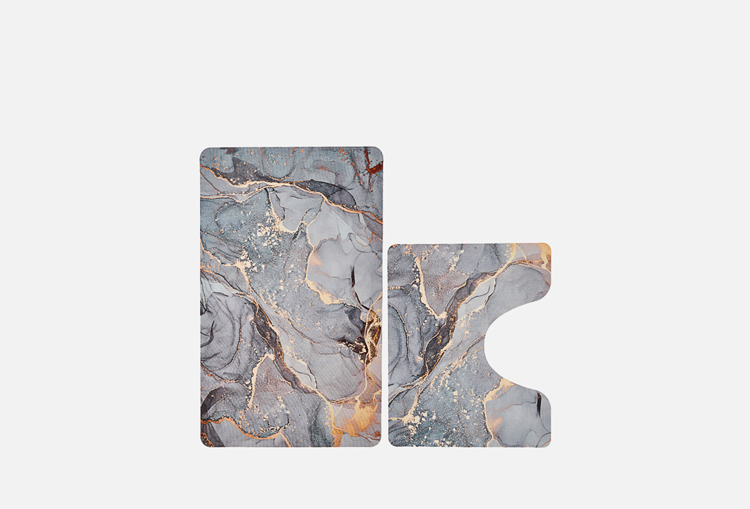 

Комплект ковриков для ванны и туалета CARPETS, Серый, Темно-серый, 50х80 и 40х50 2 шт